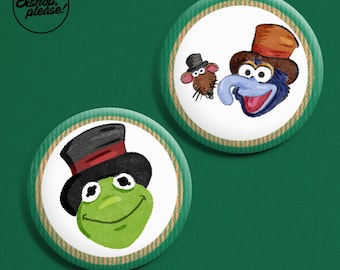 Muppets Christmas Carol Badge Set - Kermit the Frog, Rizzo the Rat, Gonzo, Michael Caine, Muppets Movie, Christmas Badge, Christmas Gift