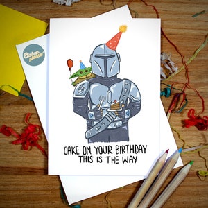 Carte d'anniversaire Mandolorian Mandalorian - c'est le chemin ! Bébé Yoda, Grogu, inspiré de Star Wars, carte d'anniversaire, l'enfant Din Djarin Mando