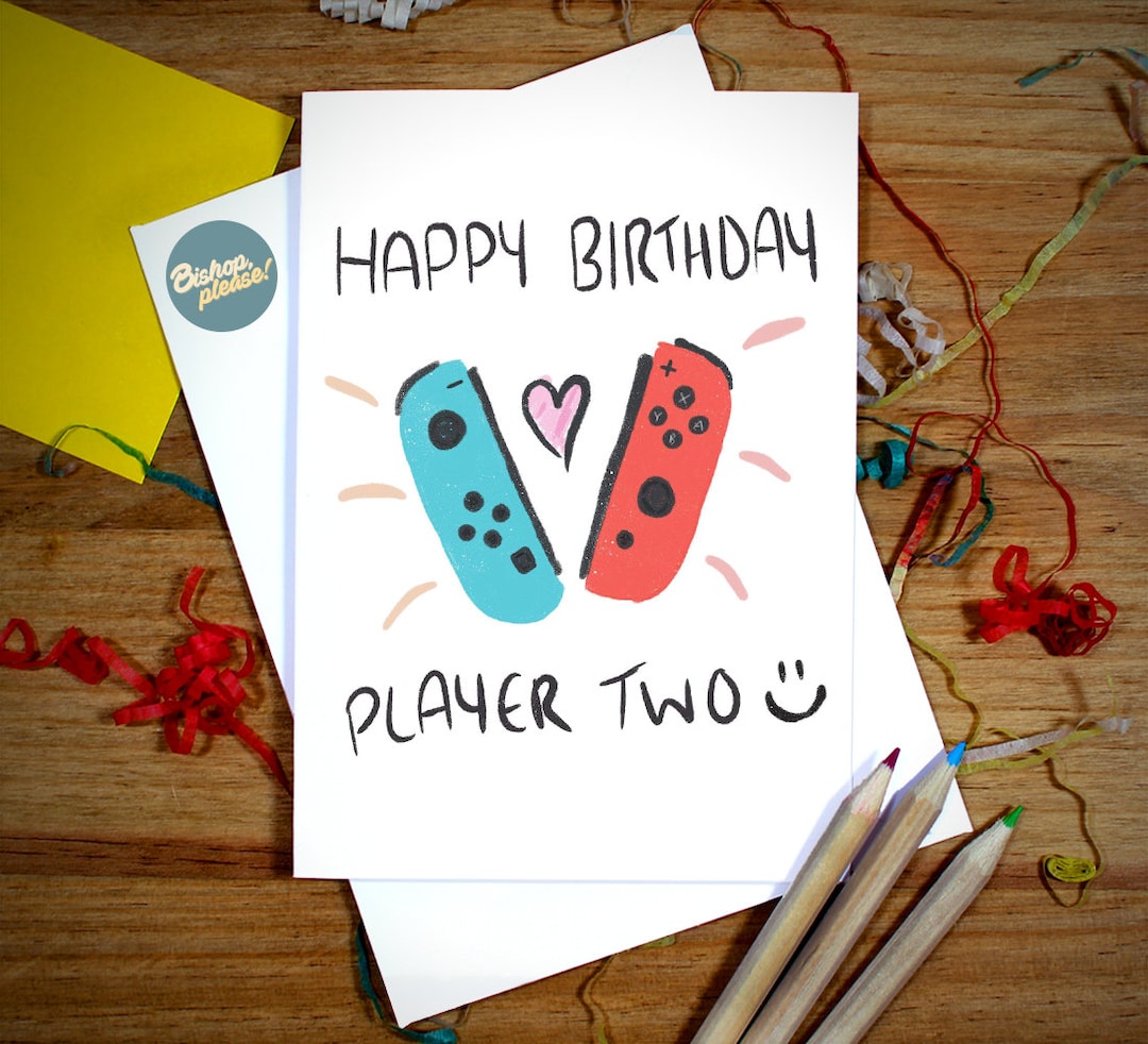 Gamer Geburtstagskarte Alles Gute zum Geburtstag Spieler Eins oder Zwei