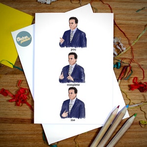 The Office Card - You Complete Me, Michael Scott, Jan Levinson, The Office US, The Office Inspired, Anniversary Card, Funny Card Valentines