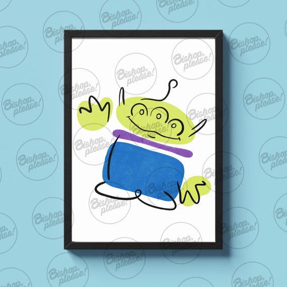 Toy Story Alien Abstract Art Print - Hand Drawn, Digital Art, A4