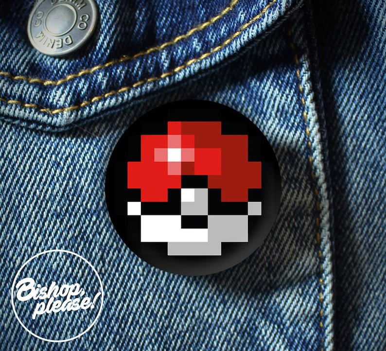 Metal Pin Back Ash Ketchum Game Pokemon Badge /'Pokeball Pixel Art/' Funny Gift 38mm Badge TV Show Pokemon Gift Pikachu