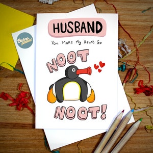 Carte de Saint-Valentin Pingu mari - carte de mari, carte de Saint-Valentin, Noot Noot, anniversaire, Saint-Valentin, carte de voeux, carte mignonne, drôle