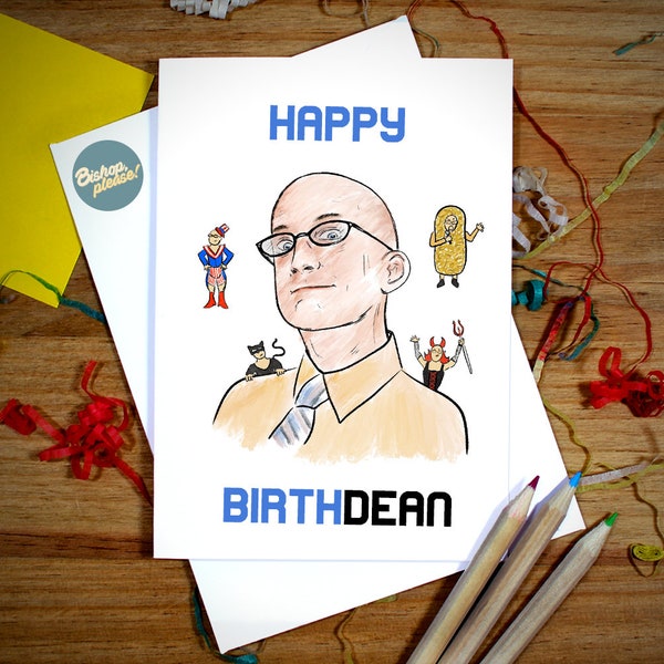 Community The Dean Birthday Card - TV Show, NBC, Dean, Happy Birthdean, Troy and Abed, Greendale, Community College, Jim Rash, Jeff, Britta