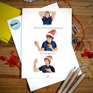 Carte de Noël Troy Bolton - Misez dessus ! High School Musical 2, Carte de Noël rigolote, Film Disney Channel, Zac Effron, Chats sauvages, Carte rigolote