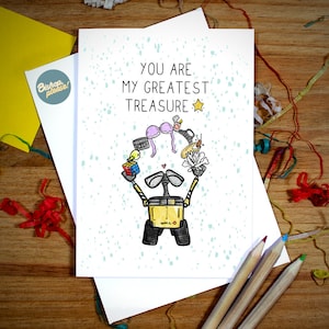 WALL-E Anniversary Card - Pixar Inspired Card, Walle and Eve Card, Walle and Eve, Disney Inspired Card, Anniversary Valentines Card