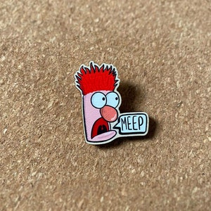 Meep! - Beaker, The Muppet, Wooden Pin, Eco Friendly, Pin Badge, Kermit the Frog, Beaker and Bunsen, Miss Piggy, Fozzy Bear, Gonzo