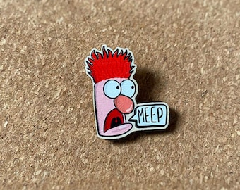 Meep! - Beaker, The Muppet, Wooden Pin, Eco Friendly, Pin Badge, Kermit the Frog, Beaker and Bunsen, Miss Piggy, Fozzy Bear, Gonzo