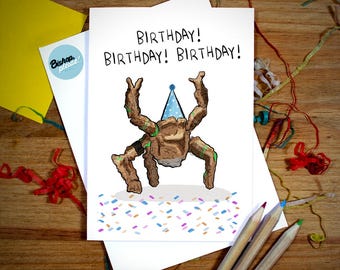 Project Hail Mary Rocky Birthday Card - Birthday! Birthday! Birthday! Ryan Gosling, Rocky the alien, Sci Fi Card, Blip-A, Astrophage, Grace