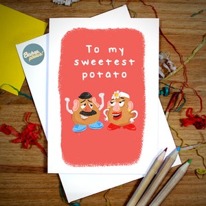 Mr and Mrs Potato Head - Carte d'anniversaire - "To My Sweetest Potato" Toy Story Card, Potato Heads, Pixar, Saint Valentin, Amour, Anniversaire