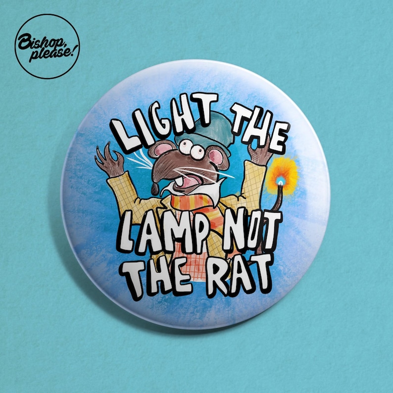 Muppets Christmas Carol Badge - 'Light the Lamp Not The Rat', Kermit the Frog, RIzzo the Rat, Michael Caine, Muppets Movie, Christmas Badge image 1