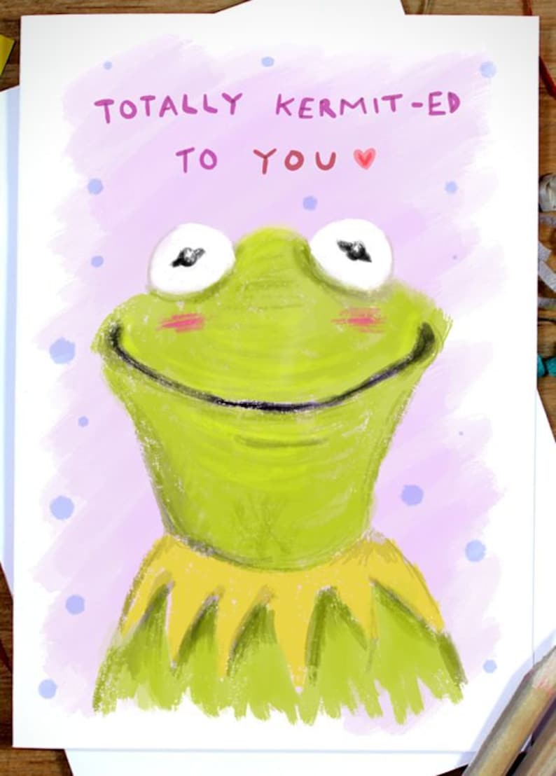 Totally Kermited To You Kermit the Frog Valentines Day Card Etsy