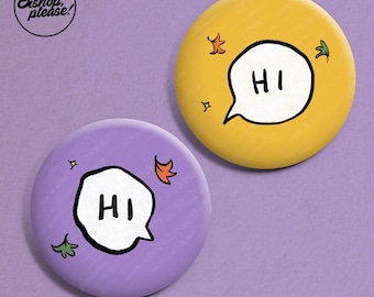 Heartstopper &#39;Hi&#39; Badge Set - Badge 2 Pack, Nick and Charlie, TV Show, LGBTQ+, Couples Badges, Love Badges, Heartstopper Gift