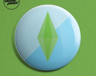 The Sims Plumbob Badge! The Sims gift, Gamer gift, Gaming present, Funny Badge, Pin Badge, Sims, The Sims 2, The Sims 3, The Sims 4