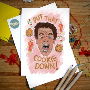 Sonnez à fond « Posez ce cookie ! Carte de Noël amusante, carte Arnold Schwarzenegger, Arnie, film festif, Turboman, Sinbad
