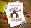 Pingu Valentines Card - Valentines Day Card, Noot Noot, Anniversary, Valentines Day, Greetings Card, Cute, Funny Card, Penguin, Kids TV, 90s