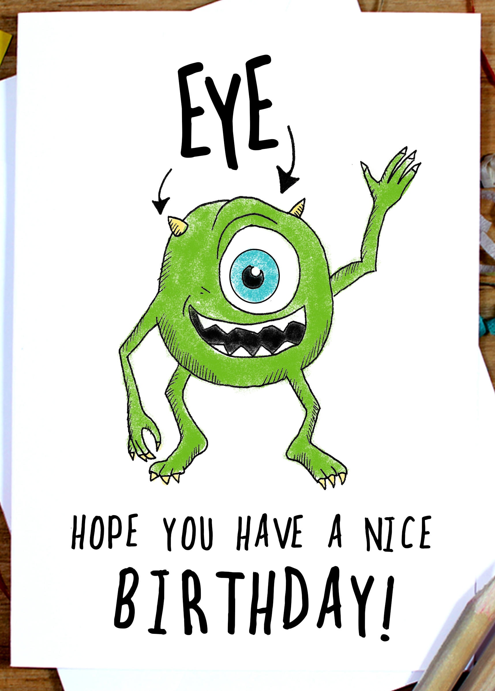 Two Eyed Mike Wazowski Greeting Card for Sale by tttatia