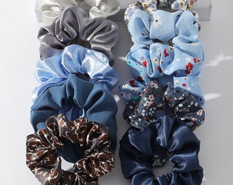 Silk Scrunchie, Hair Accessories, Hair Bands, Silk, blue scrunchie, grips, gifts, satin hair scrunchies, Hair ties, soft scrunchie, for her