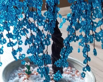 Bonsai tree &quot;Weeping Willow&quot; of glass beads h 20 cm, tree Bonsai wire tree beads h8&quot;