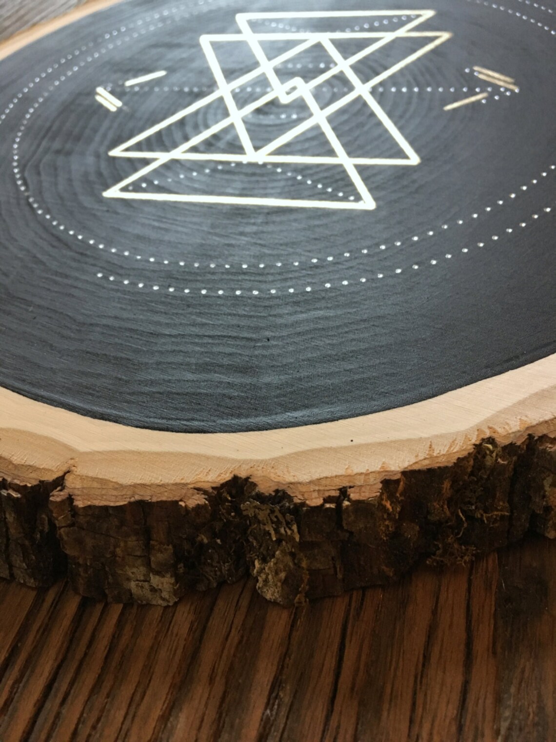 Geometric Minimal Illustration on Wood Slice Etsy