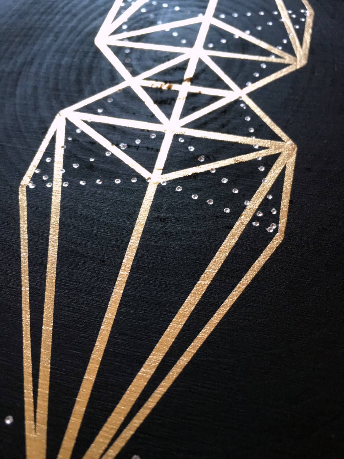 Geometric Minimal Illustration on Wood Slice Etsy