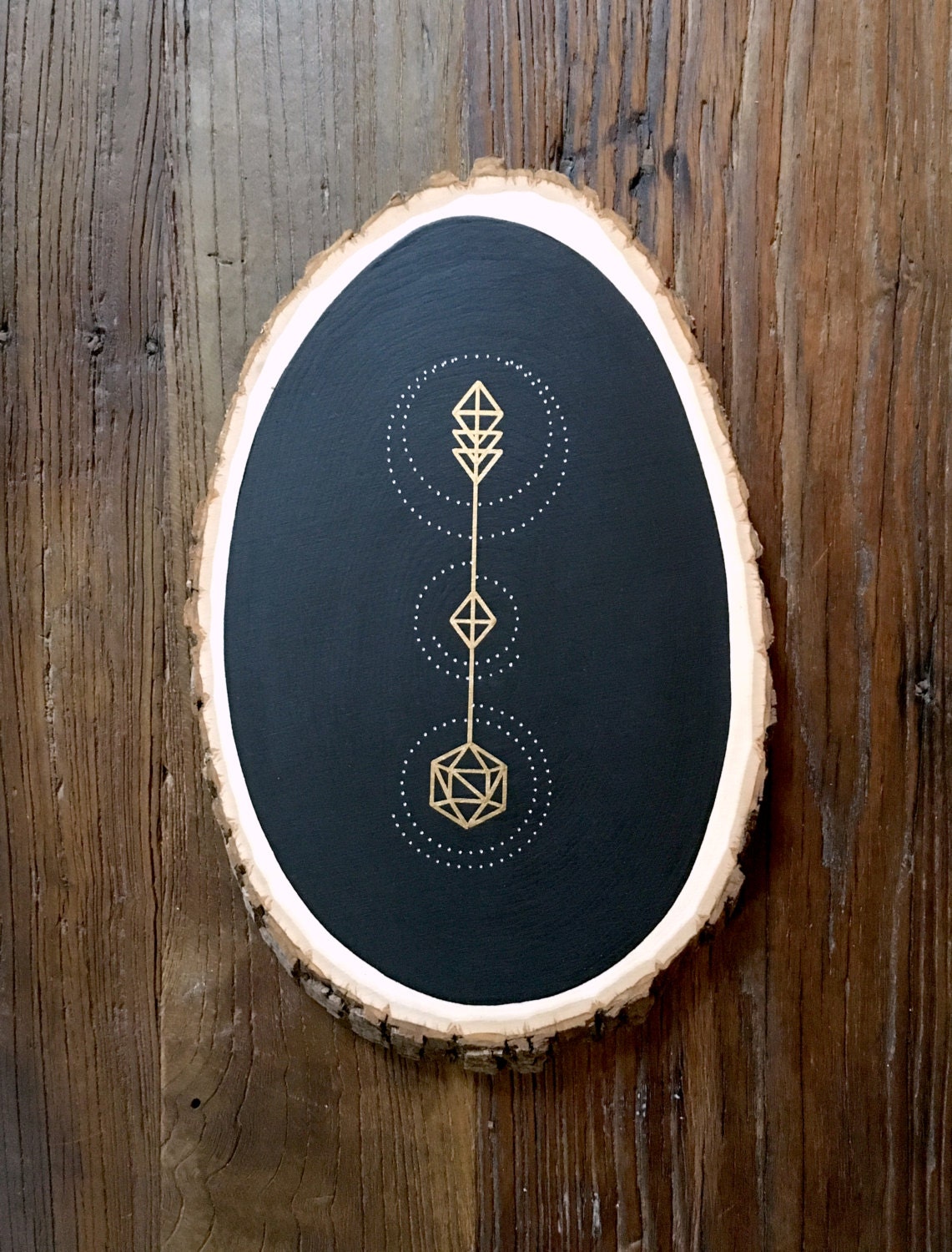 Geometric Minimal Illustration on Wood Slice Etsy