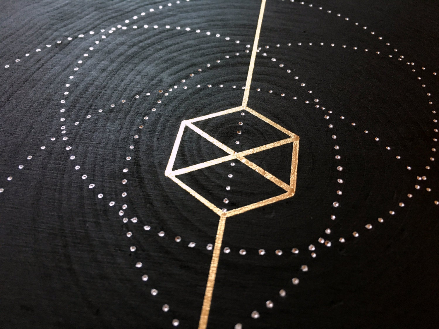 Geometric Minimal Illustration on Wood Slice Etsy