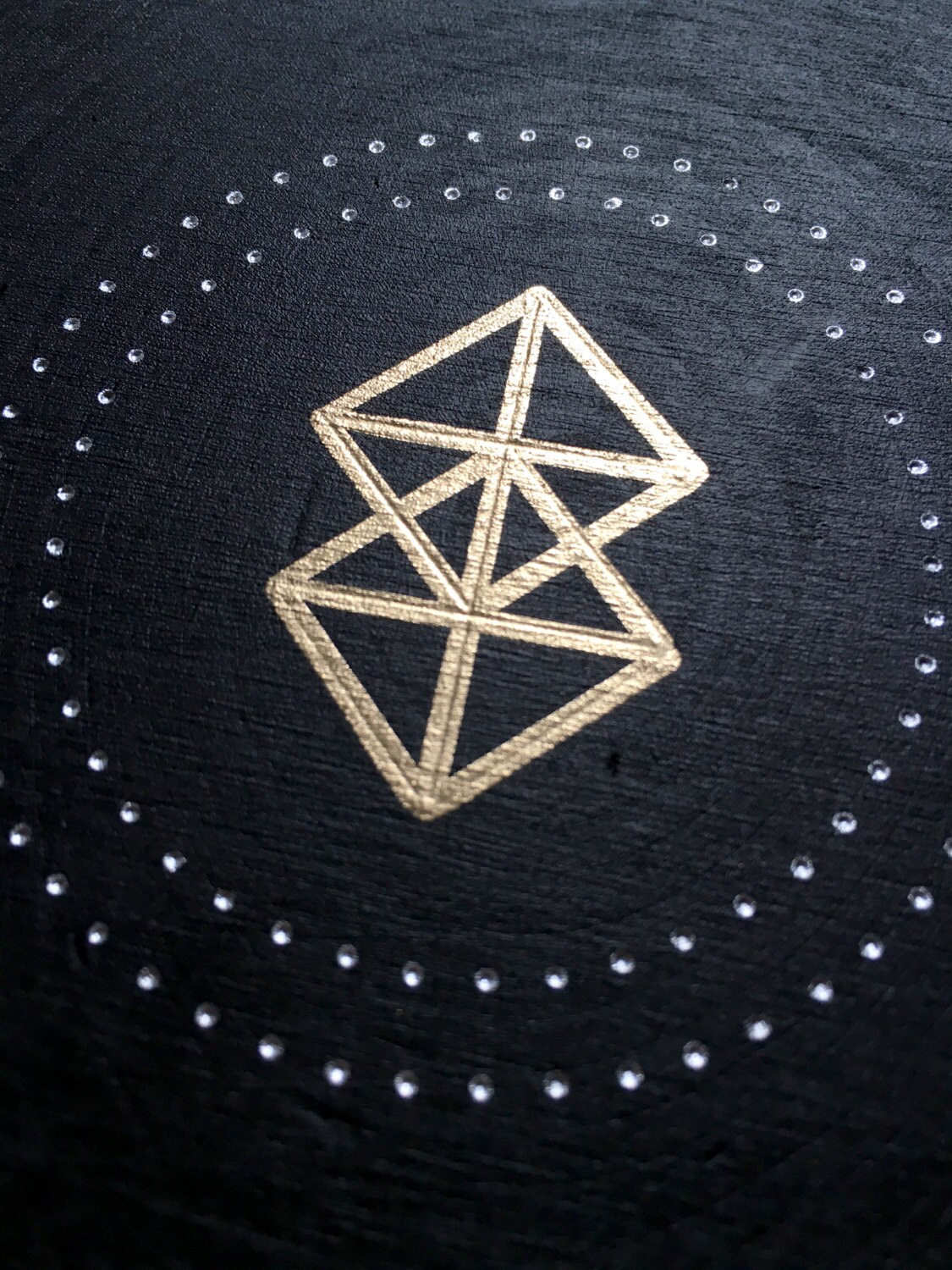 Geometric Minimal Illustration on Wood Slice Etsy