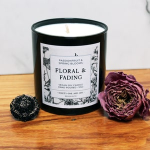 Floral & Fading by Pierce the Veil Inspired Soy Candle with Lid | Passionfruit and Spring Blooms Scented, 10oz