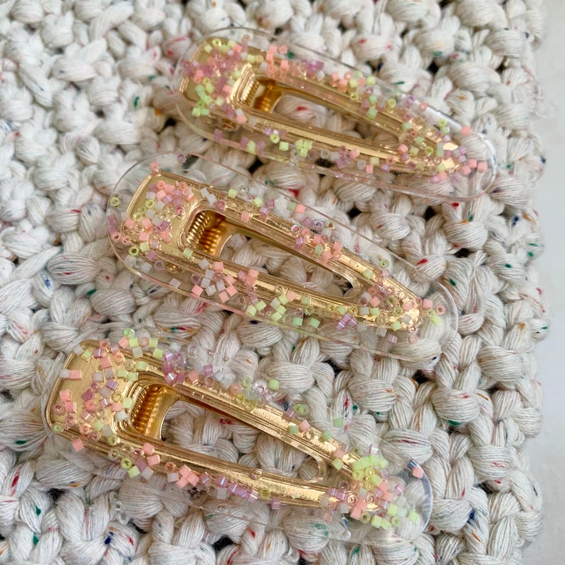 pastel beaded hairclips