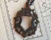 Dramatic Regal Shield Crest - LARGE Statement Pendant - Antiqued Bronze on Heavy, Oxidized, Sterling Silver Cable Chain