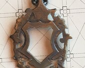Regal crest - dramatic large statement pendant - antiqued bronze on substantial, oxidized, Sterling silver cable chain