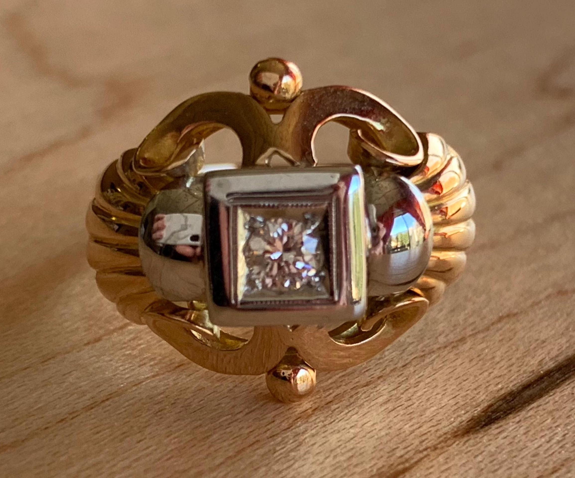 SOLAKZADE 1940s Tank Ring 18k diamond