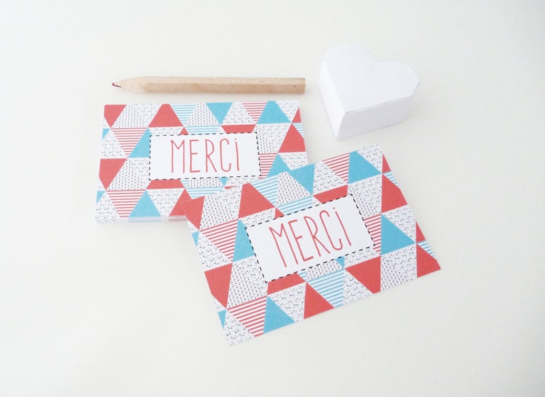 Lot of 18 mini Scandinavian-patterned thank you cards