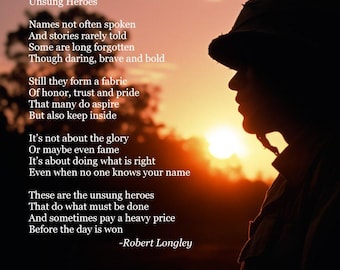 Unsung Heroes - Soldier 2 memorial poem printable