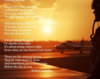 Unsung Heroes - Pilot memorial poem printable