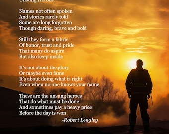 Unsung Heroes - Firefighter memorial poem printable