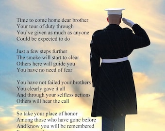 A Hero's Welcome - Marine Corps memorial poem printable