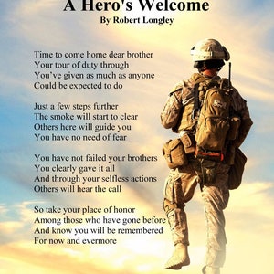 A Hero&#39;s Welcome - Army memorial poem printable