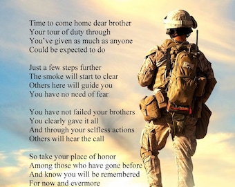 A Hero's Welcome - Army memorial poem printable
