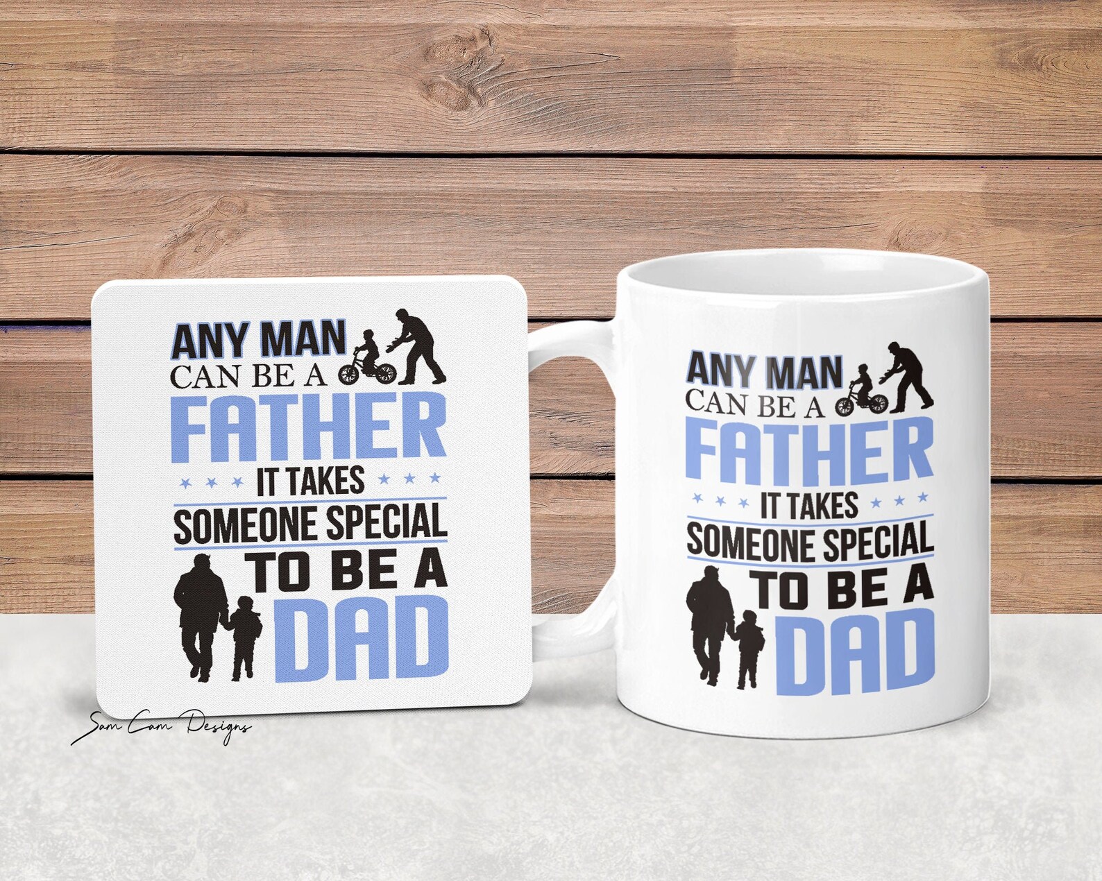 Father's Day Mug and Coaster Gift Set / Any man can be a Etsy