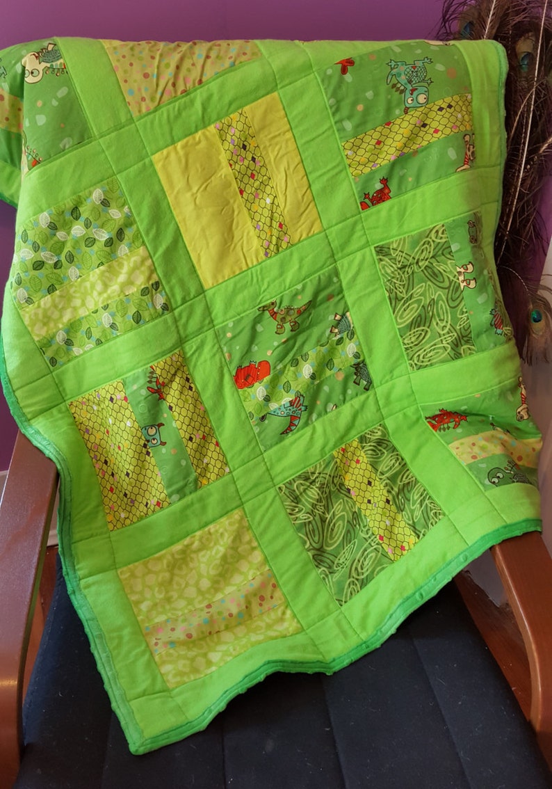 Multi Colored Green Patchwork Quilt Etsy
