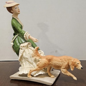 Lady Walking Dog Figurine - Etsy