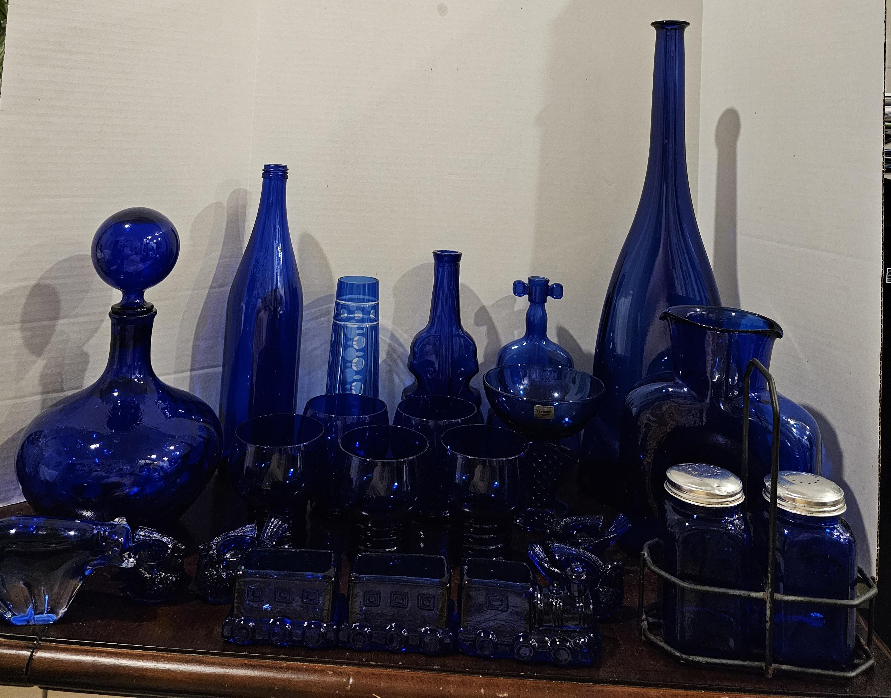Blue Cobalt Glass Water Bottle - Etsy
