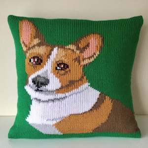Knitting Pattern PDF Download - Welsh Corgi Pet Portrait Pillow Cushion Cover