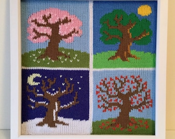 Knitting Pattern PDF Download - Four Seasons Tree Wall Art