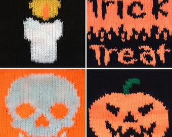 Knitting Pattern PDF Download - Trick or Treat Halloween Bags