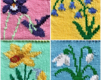 Knitting Pattern PDF Download - Spring Flower Gift Bags