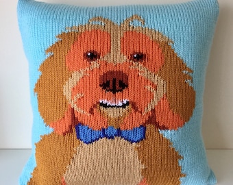Patrón de punto Descargar PDF - Cockapoo Pet Portrait Pillow Cojín Cubierta