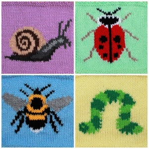 Knitting Pattern PDF Download - Garden Bugs Intarsia Charts